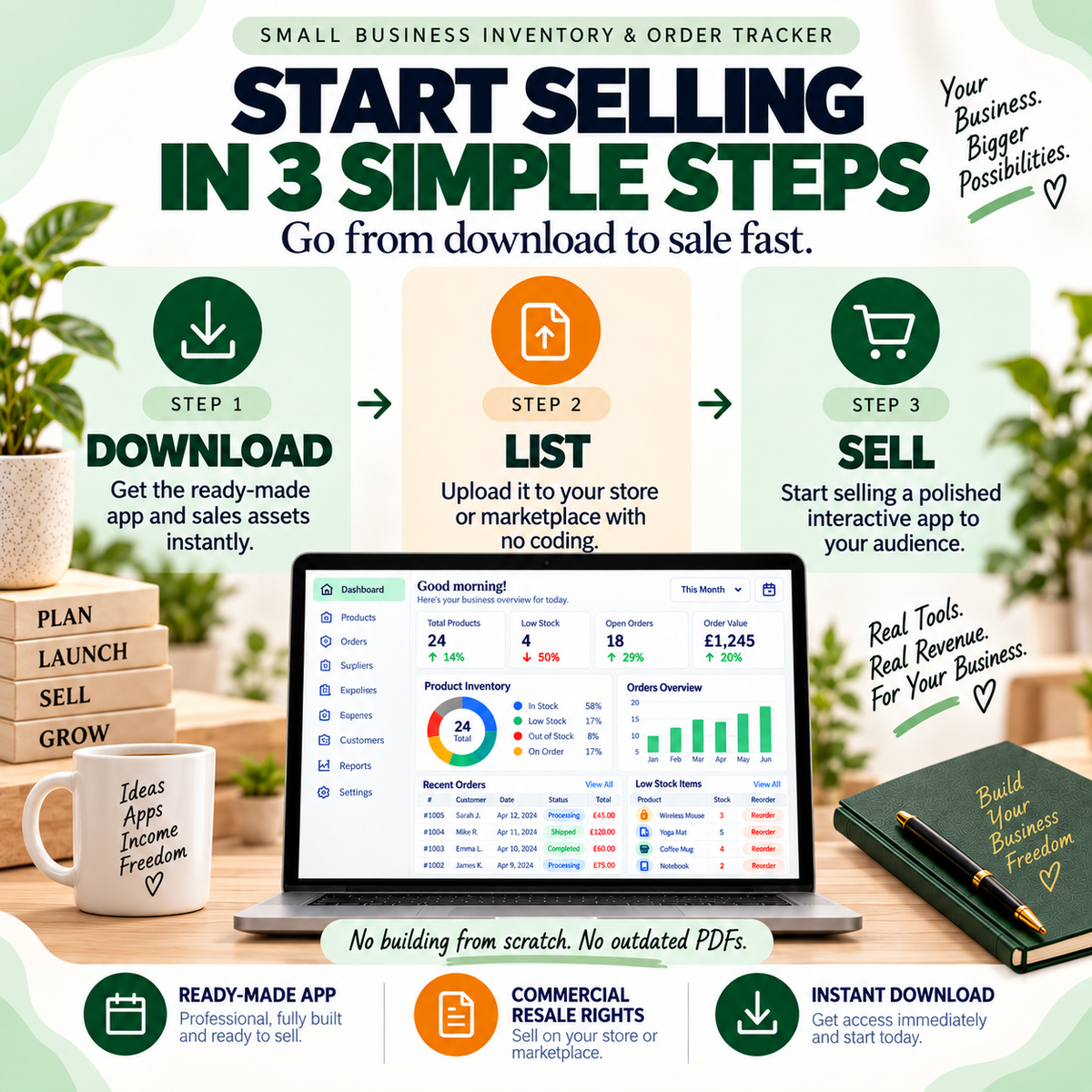 📦 Small Business Inventory & Order Tracker App — Ready-Made Digital Product