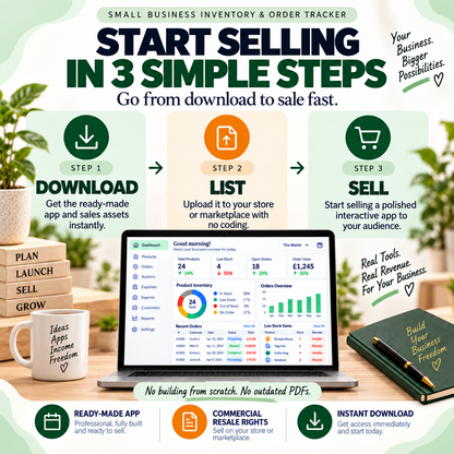 📦 Small Business Inventory & Order Tracker App — Ready-Made Digital Product