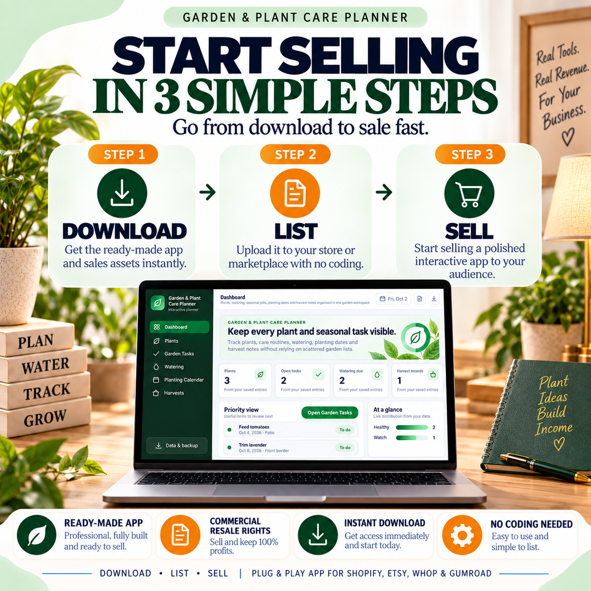 🌱 Garden & Plant Care Planner App — Ready-Made Digital Product