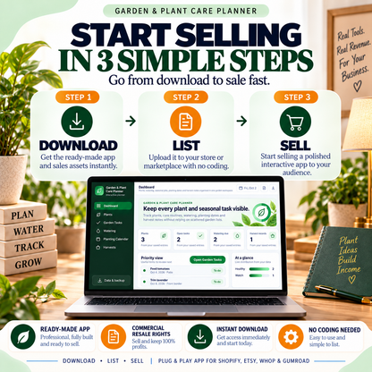 🌱 Garden & Plant Care Planner App — Ready-Made Digital Product
