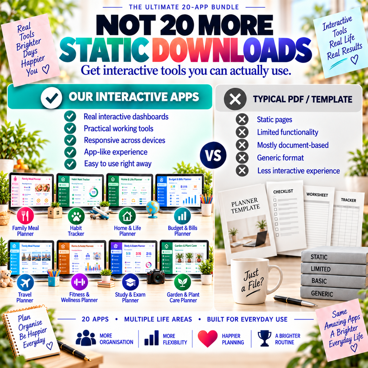 📱📦 Ultimate 20-App Bundle — Interactive Personal Planners
