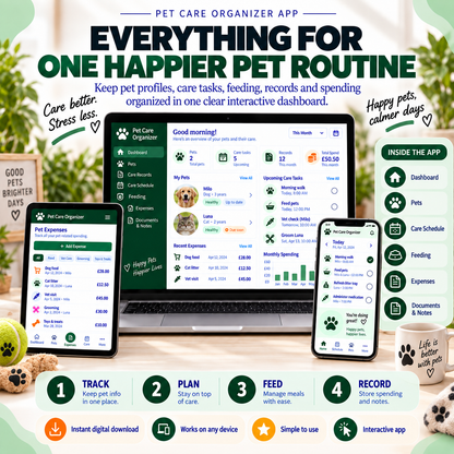 🐾📱 Pet Care Organizer App — Interactive Personal Planner