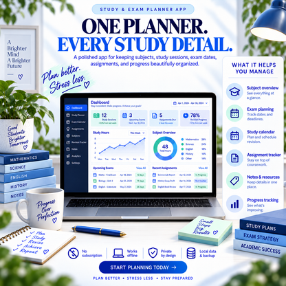 📚📱 Study & Exam Planner App — Interactive Personal Planner