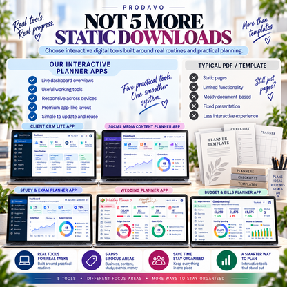 💼📦 Business, Goals & Planning 5-App Bundle — Interactive Personal Planners