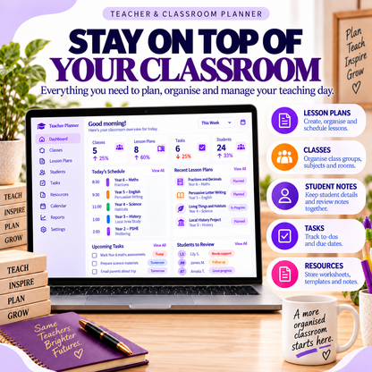 🍎📱 Teacher & Classroom Planner App — Interactive Personal Planner