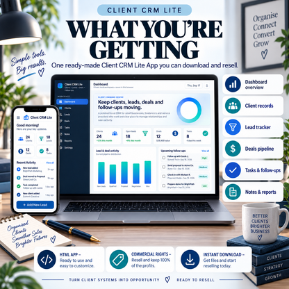 🤝📱 Client CRM Lite App — Ready-Made Digital Product