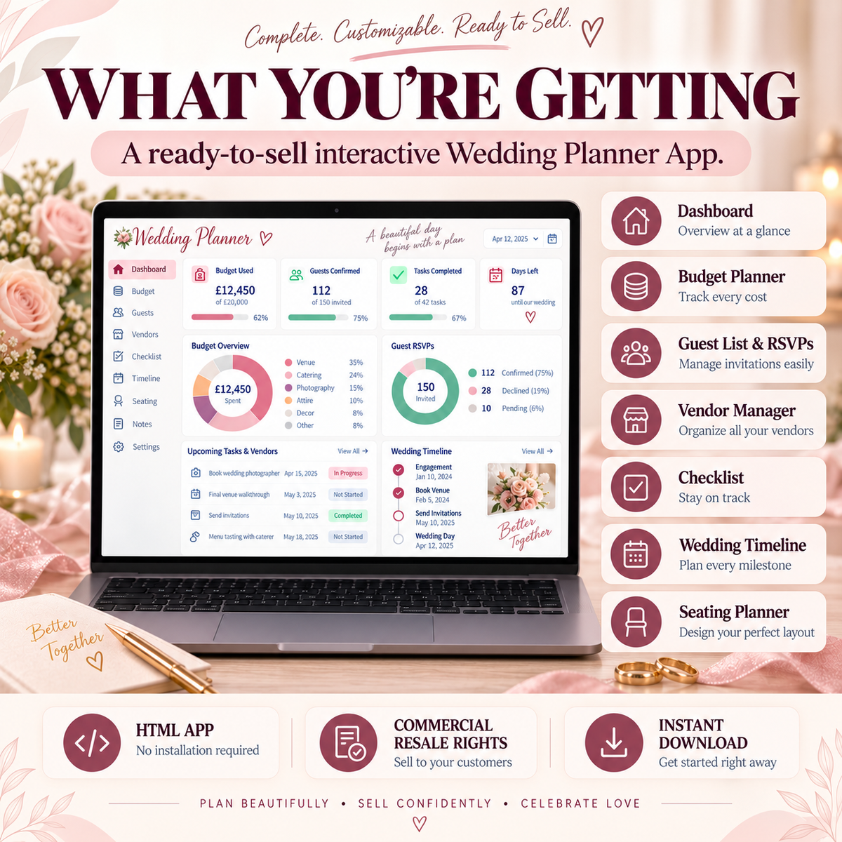 💍📱 Wedding Planner App — Ready-Made Digital Product
