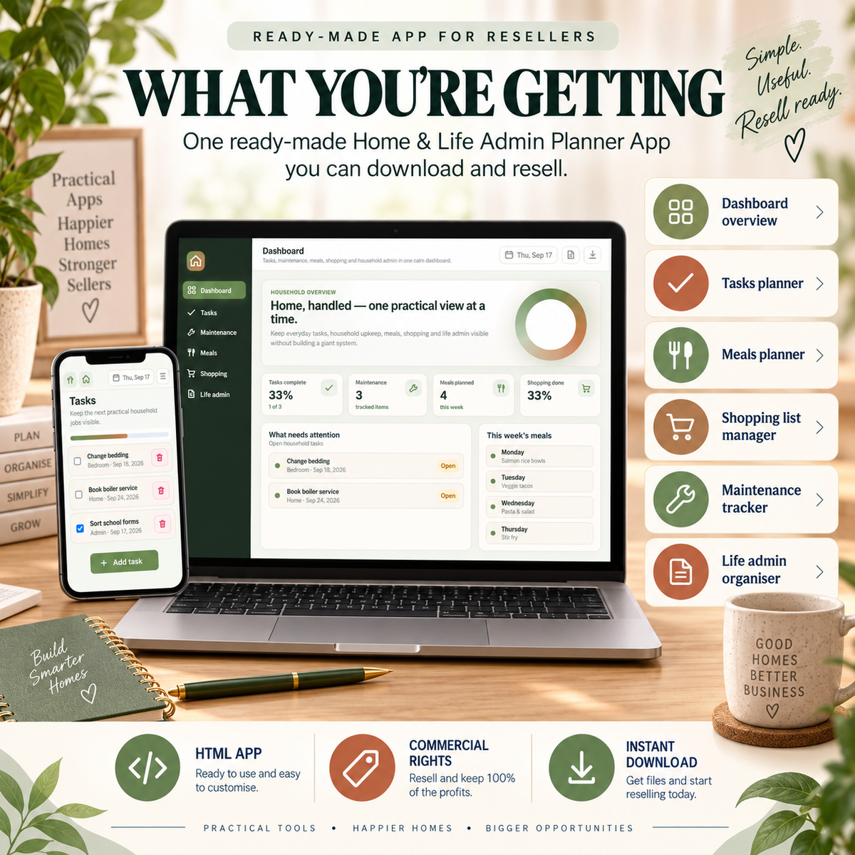 🏡📱 Home & Life Admin Planner App — Ready-Made Digital Product