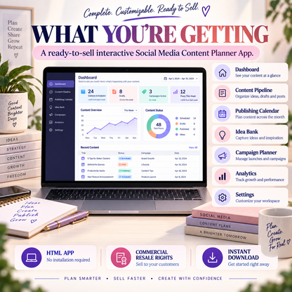 📱✨ Social Media Content Planner App — Ready-Made Digital Product