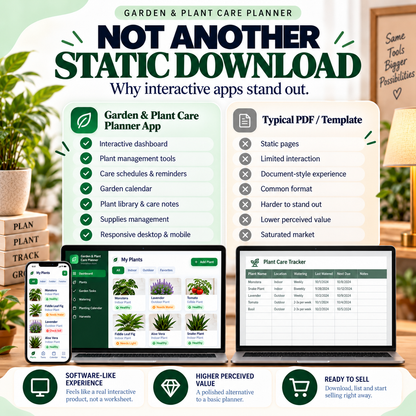 🌱 Garden & Plant Care Planner App — Ready-Made Digital Product