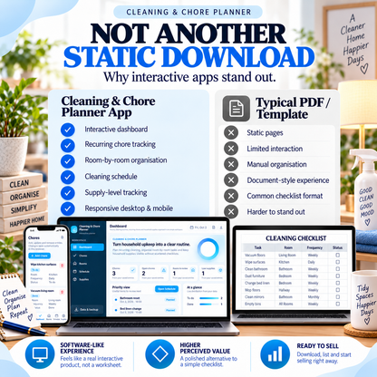 🧹 Cleaning & Chore Planner App — Ready-Made Digital Product