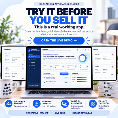 💼 Job Search & Application Tracker App — Ready-Made Digital Product