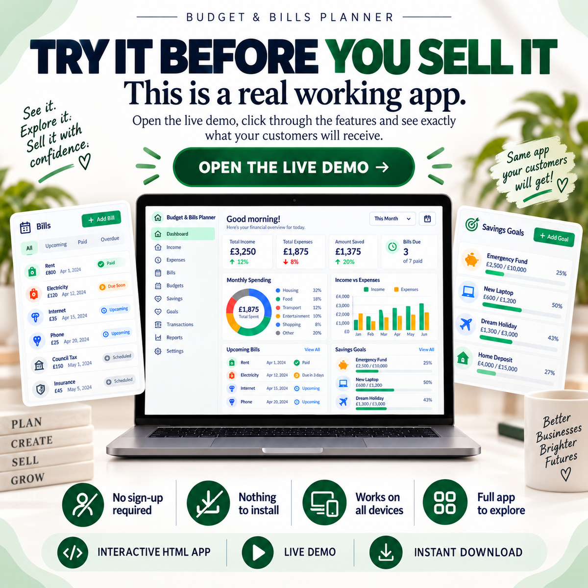 💰📱 Budget & Bills Planner App — Ready-Made Digital Product