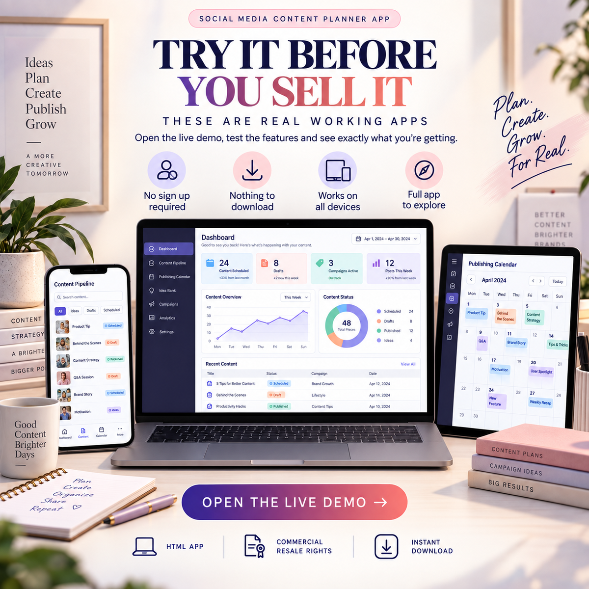 📱✨ Social Media Content Planner App — Ready-Made Digital Product