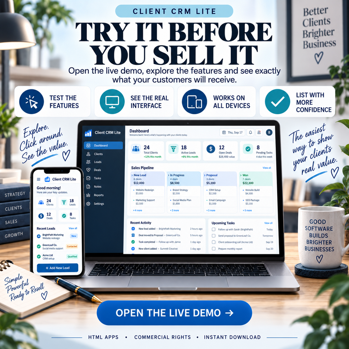 🤝📱 Client CRM Lite App — Ready-Made Digital Product