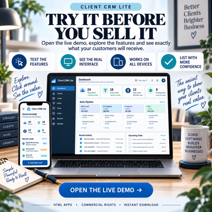 🤝📱 Client CRM Lite App — Ready-Made Digital Product