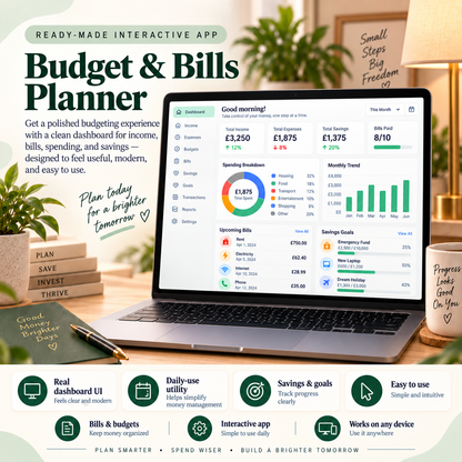 💰📱 Budget & Bills Planner App — Interactive Personal Planner