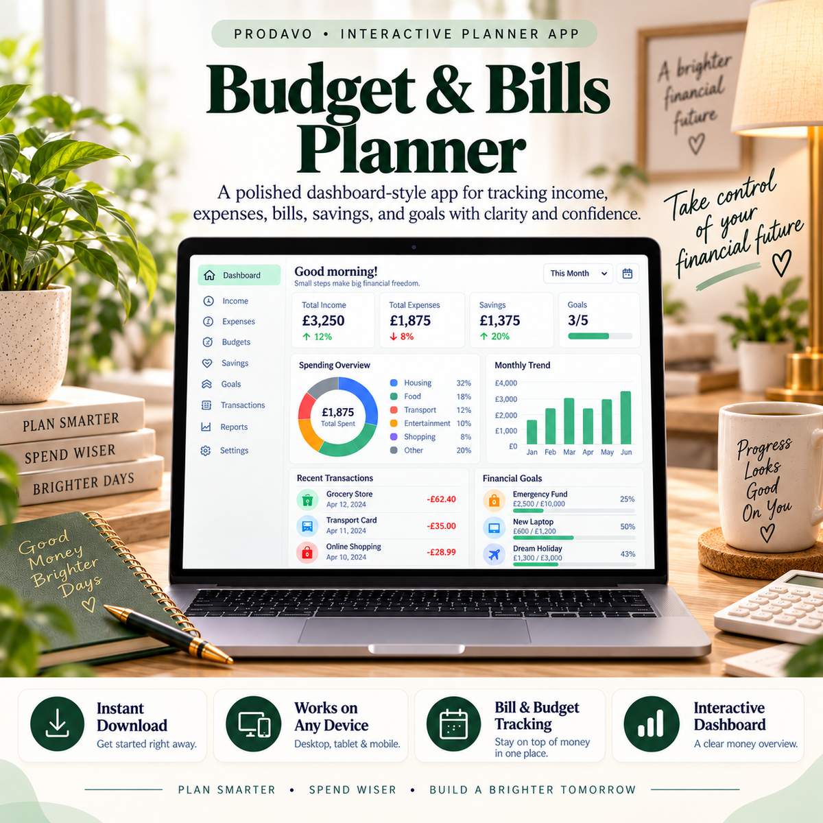 💰📱 Budget & Bills Planner App — Interactive Personal Planner