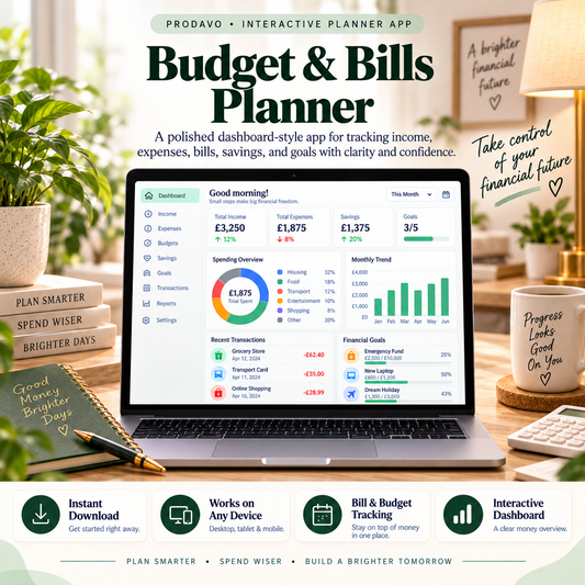 💰📱 Budget & Bills Planner App — Interactive Personal Planner